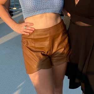 Vegan Leather Embossed High Waisted Shorts